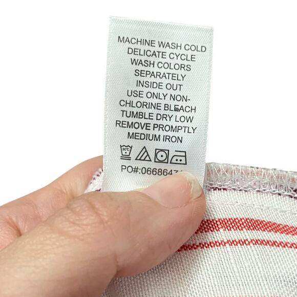 NEW Denim 24/7 Linen Blend Crop Pants Striped Wide Leg Boho Vacation Drawstring - Picture 7 of 7